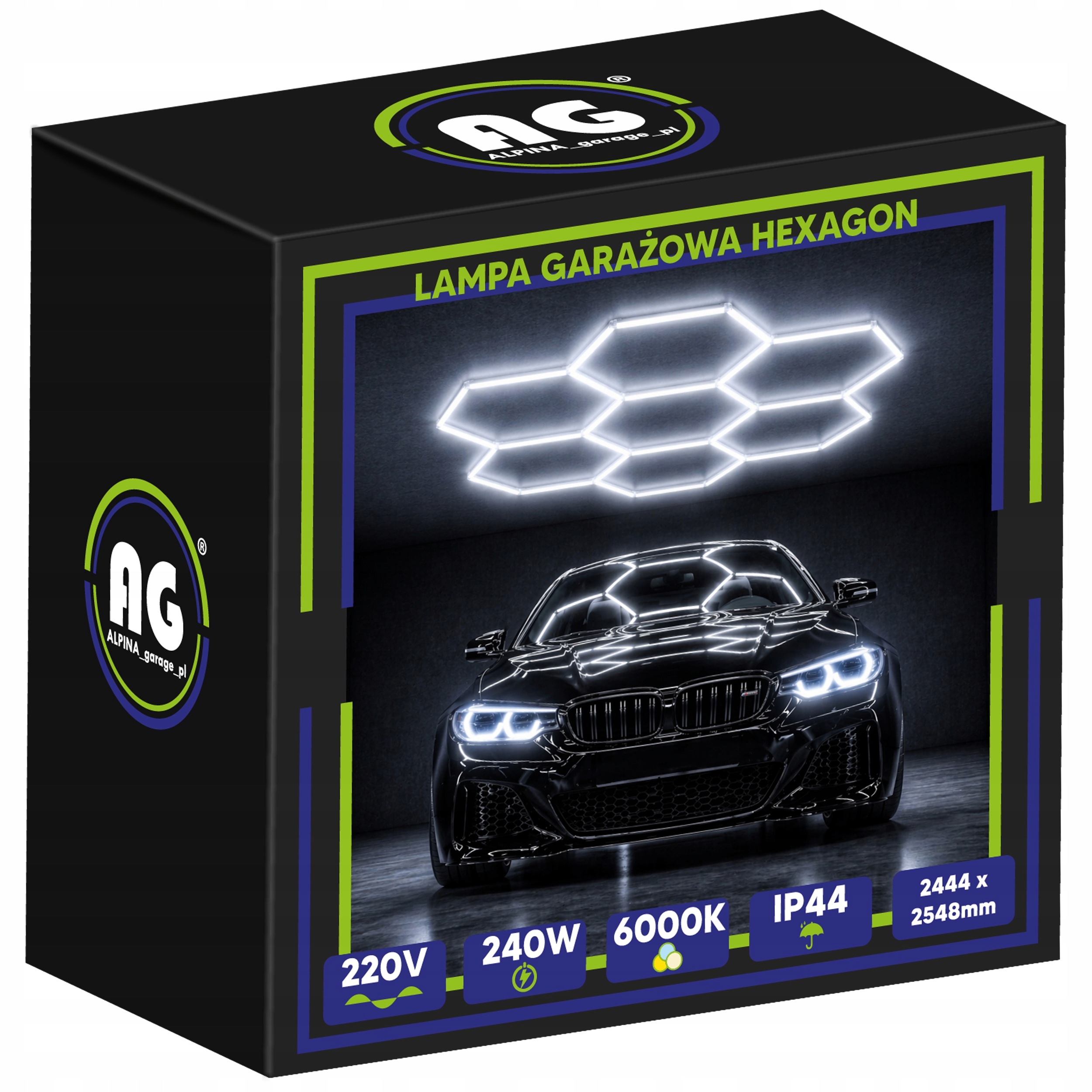 Led lampa Hexagón Stropný panel do garáže 240W 6500K 244x245 cm