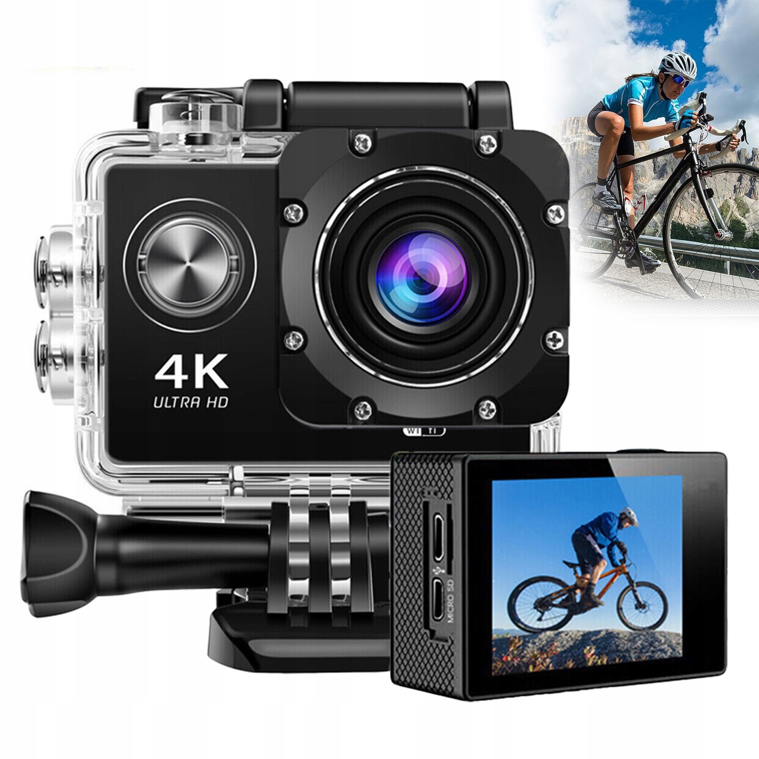 Sportovní Kamera Full Hd 4K Wifi Podvodní Voděodolná Kamera