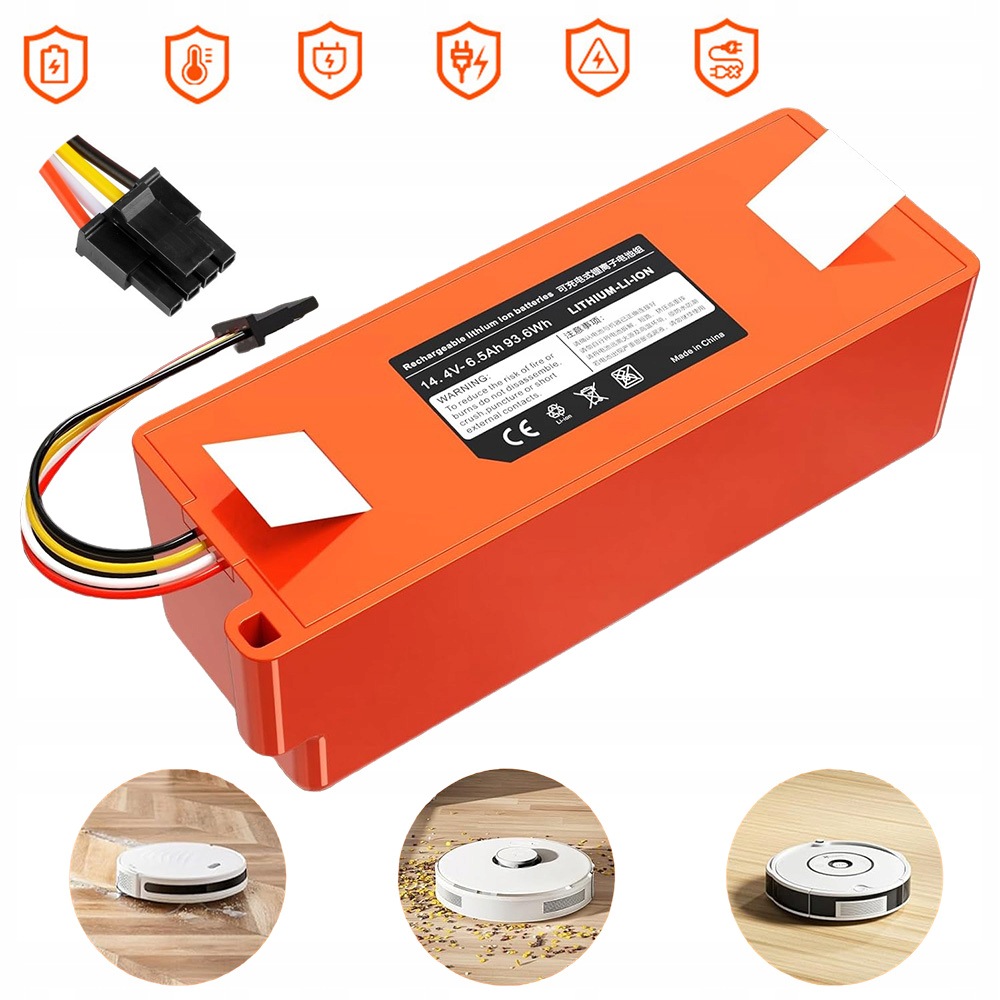 Baterie Pro Xiaomi Roborock S50 S51 S55 14,4V 6500MAH Lithium-iontová Červená