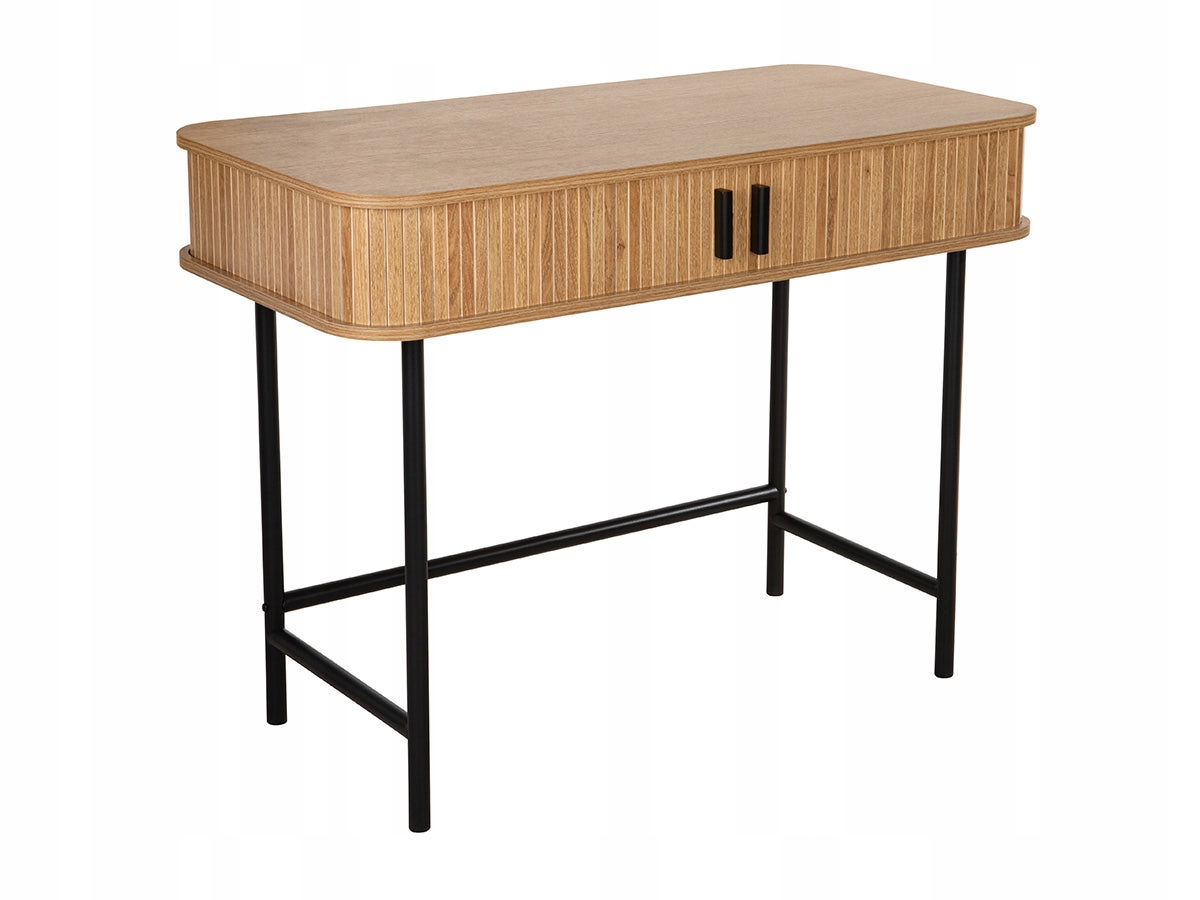 Konsola Stolik 100x76x50 cm Toaletka Dąb do Przedpokoju Salonu Ryflowany