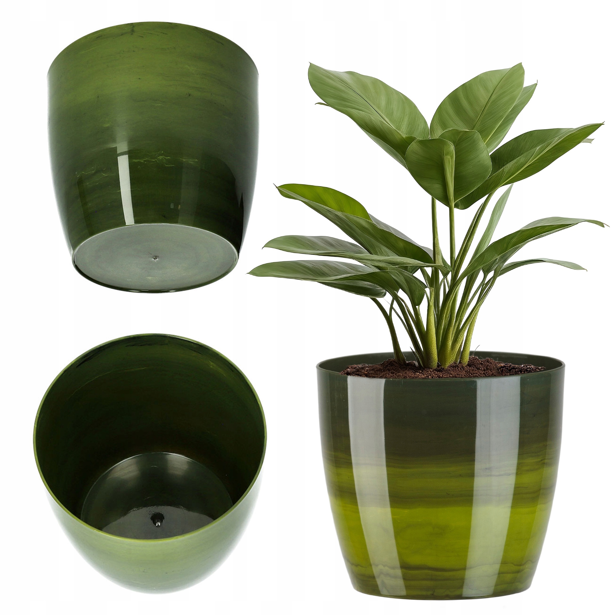 DONICZKA OSŁONKA DONICA 14cm NA KWIATY ZIELONA MARMUR DO SALONU KWIETNIK