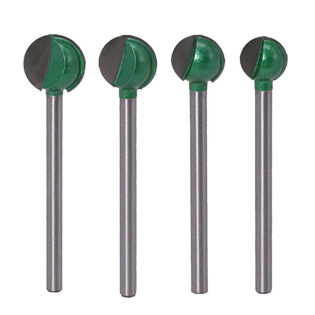 4Pieces 6mm Shank Extended Ball Shaped Router Bits, Frez do frezowania do