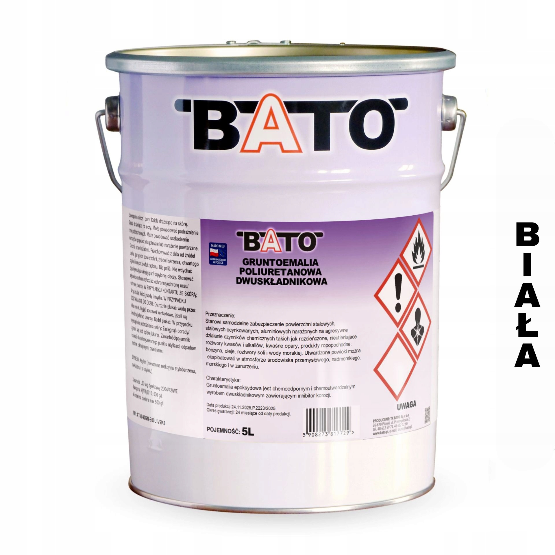 Základní Nátěr Polyuretanová Dvousložková Bílá 5L Bato