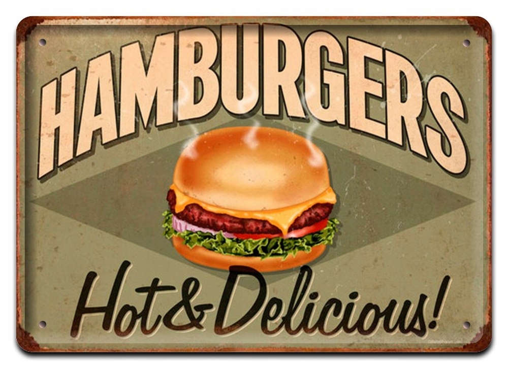 Hamburgers Metalowy Szyld Plakat Retro #08484
