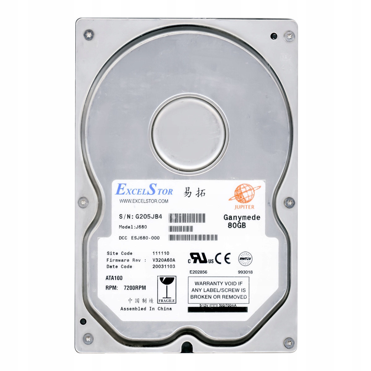 Excelstor Ganymede 80GB 7,2K 2MB Ata 3,5'' J680