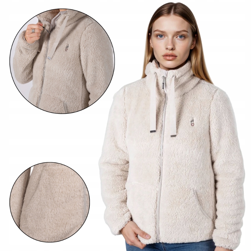 Dámská Mikina fleecová Aulp Visha, teplá, na zip, se stojáčkem , béžová XXL