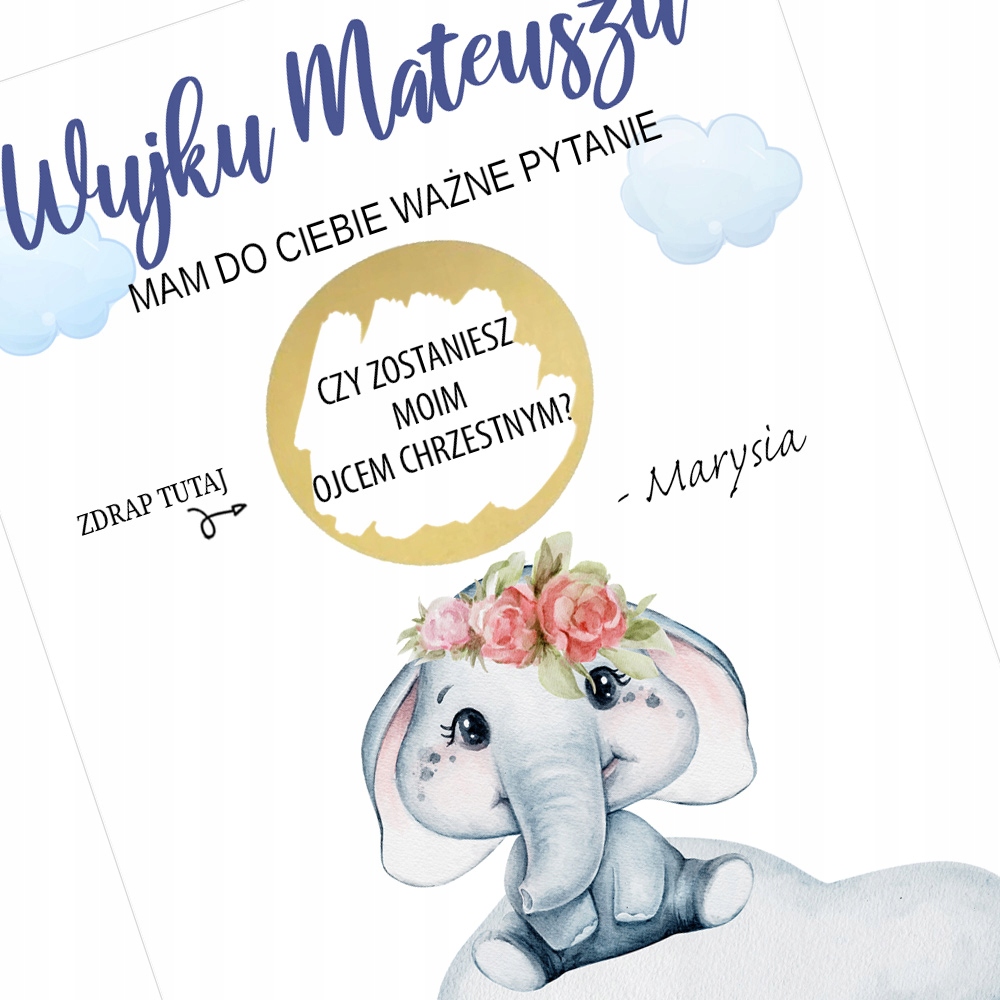 ZDRAPKA prośba o bycie Ojcem Chrzestnym słonik