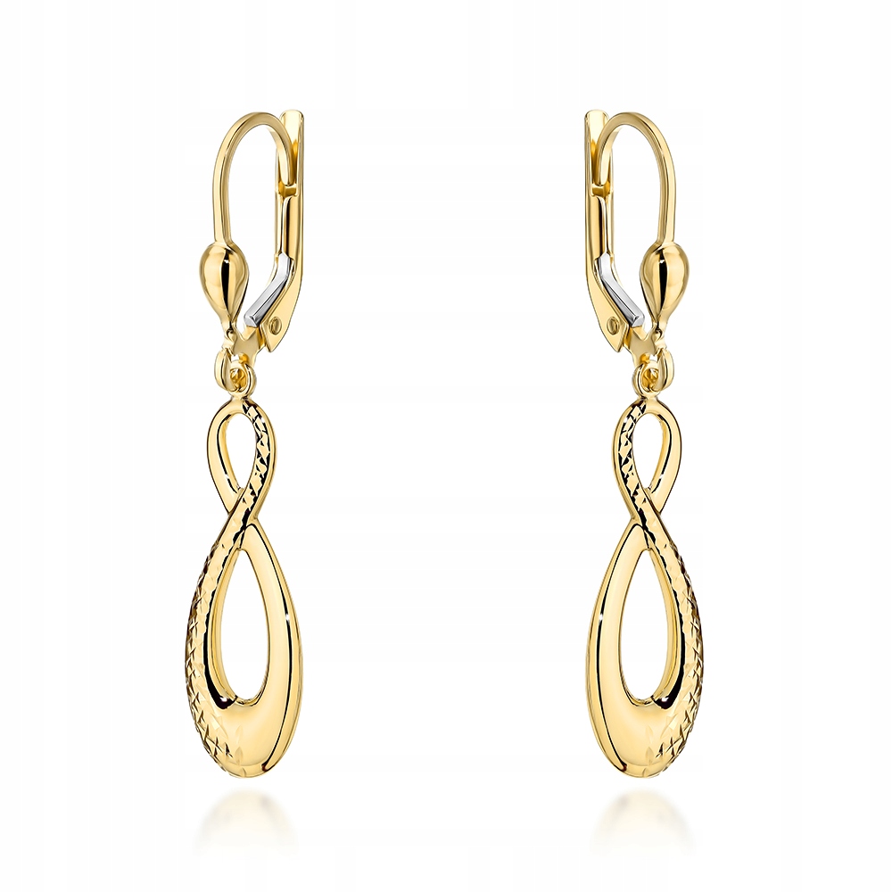 Zlaté závěsné náušnice 585 znaků nekonečna 2.03 g Infinity jako dárek