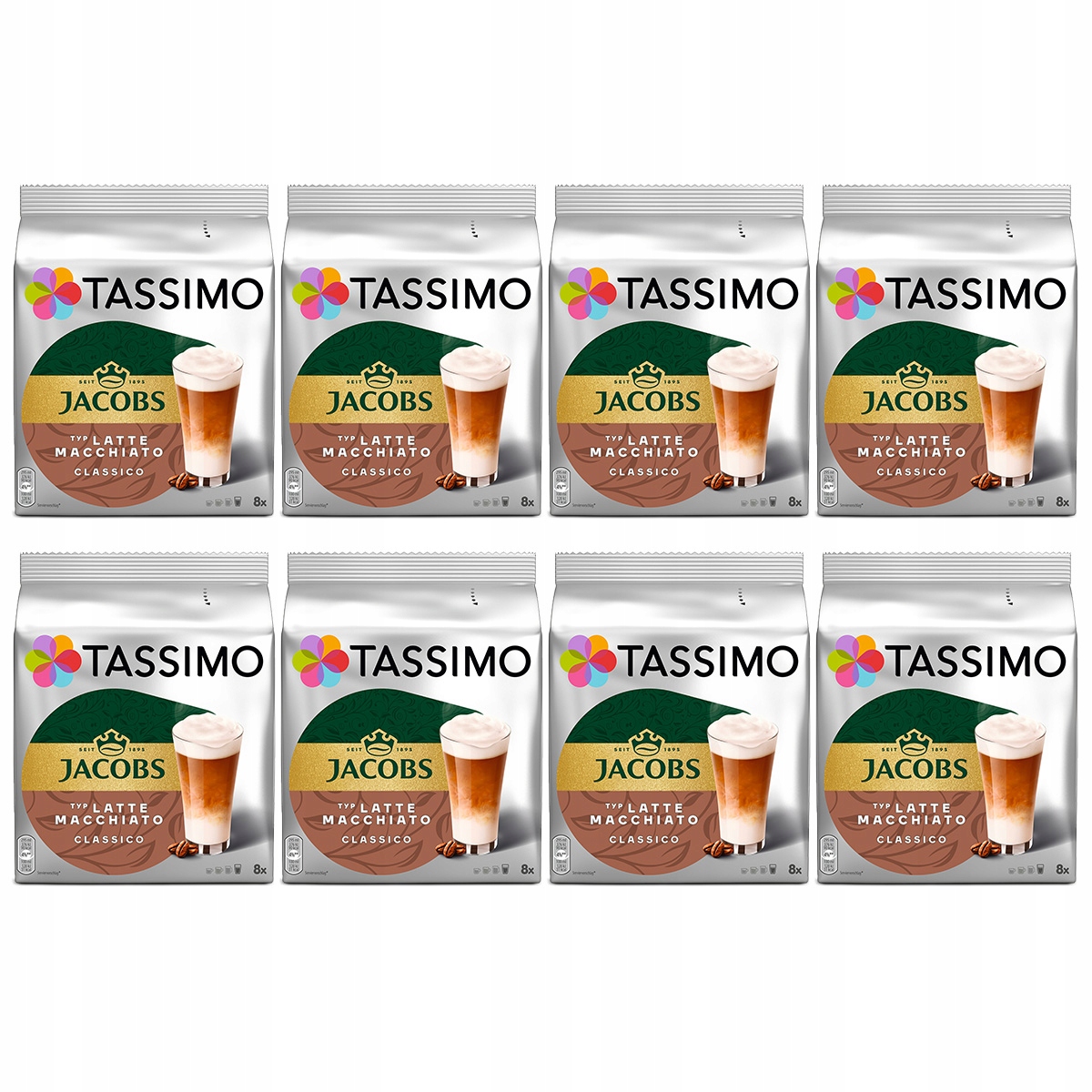 Kapsułki Tassimo Jacobs Latte Macchiato Classico 8 op.[64 kawy] 7+1 Gratis!