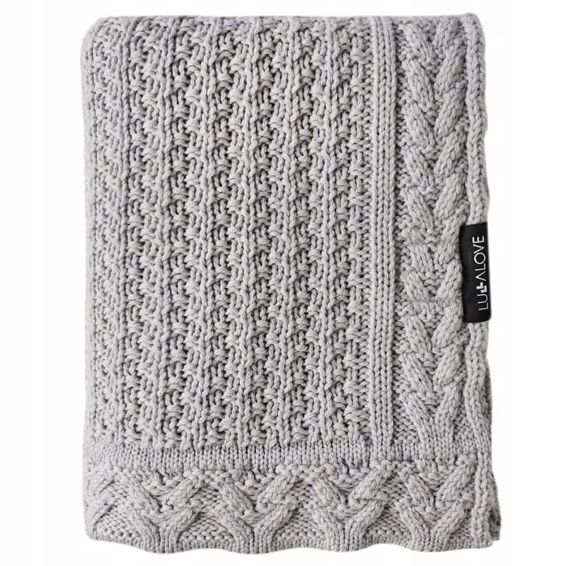 LULLALOVE Koc wełna merino Ciasteczko Szary 90x100