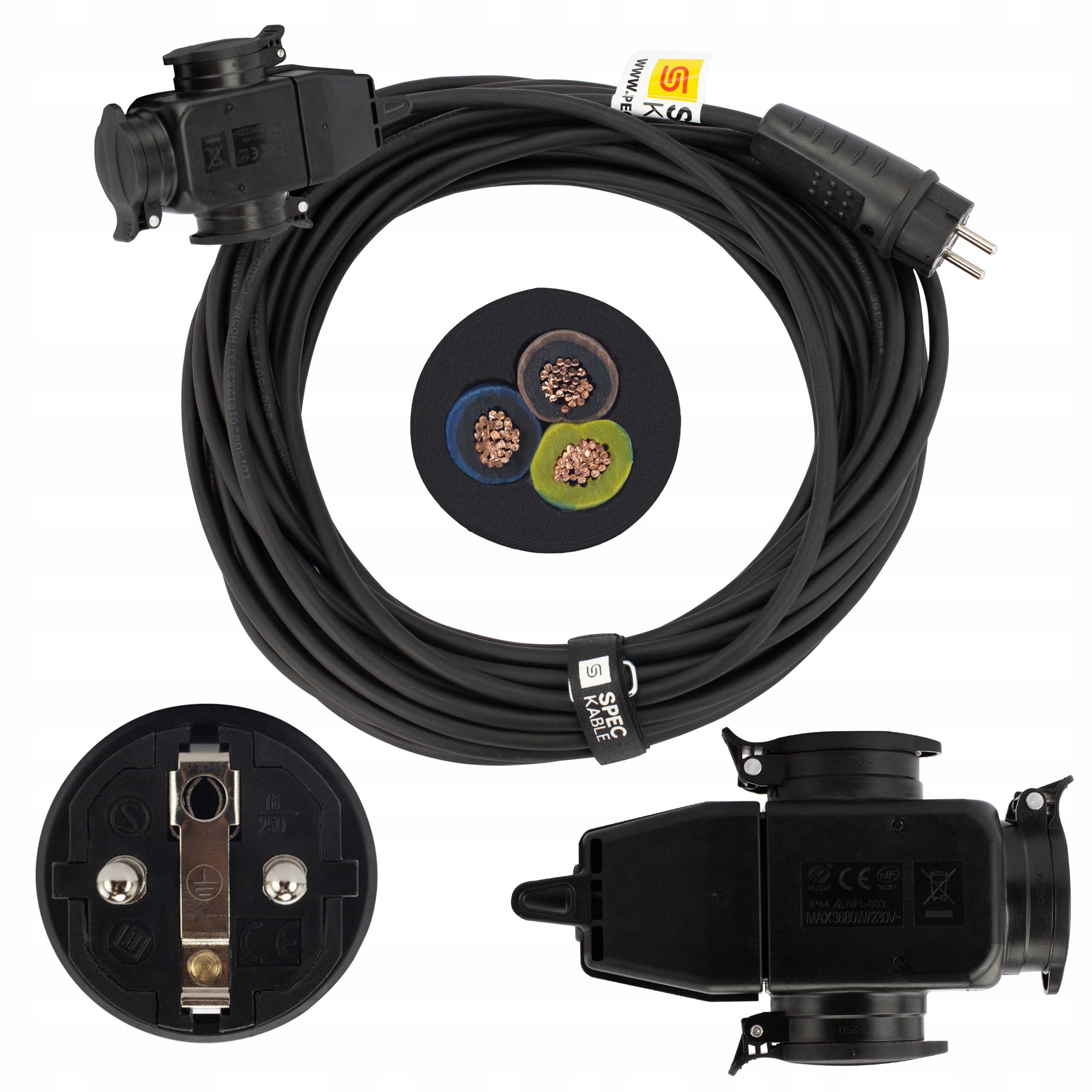 

Polski Przedłużacz budowlany gumowy 3xGN 3x1,5 40m