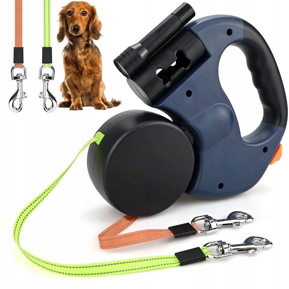 Levně Vodítko Pro Psa 3M S Led Pro 2 Psy Automatická Erlgonomická Délka 3 Metry