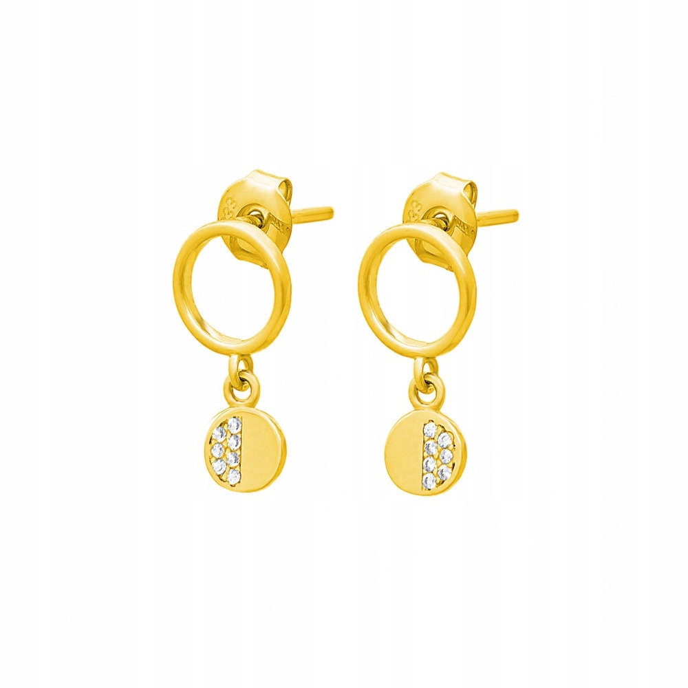 Zlaté náušnice s kulatými visícími plechy 585 1.20 g