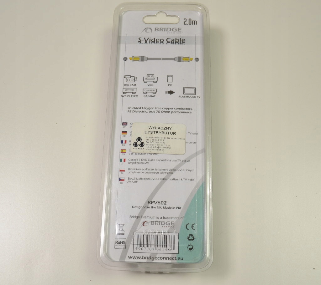 KABEL PRZEWÓD S-VIDEO/S-VIDEO PREMIUM 2,0m Długość kabla 2 m
