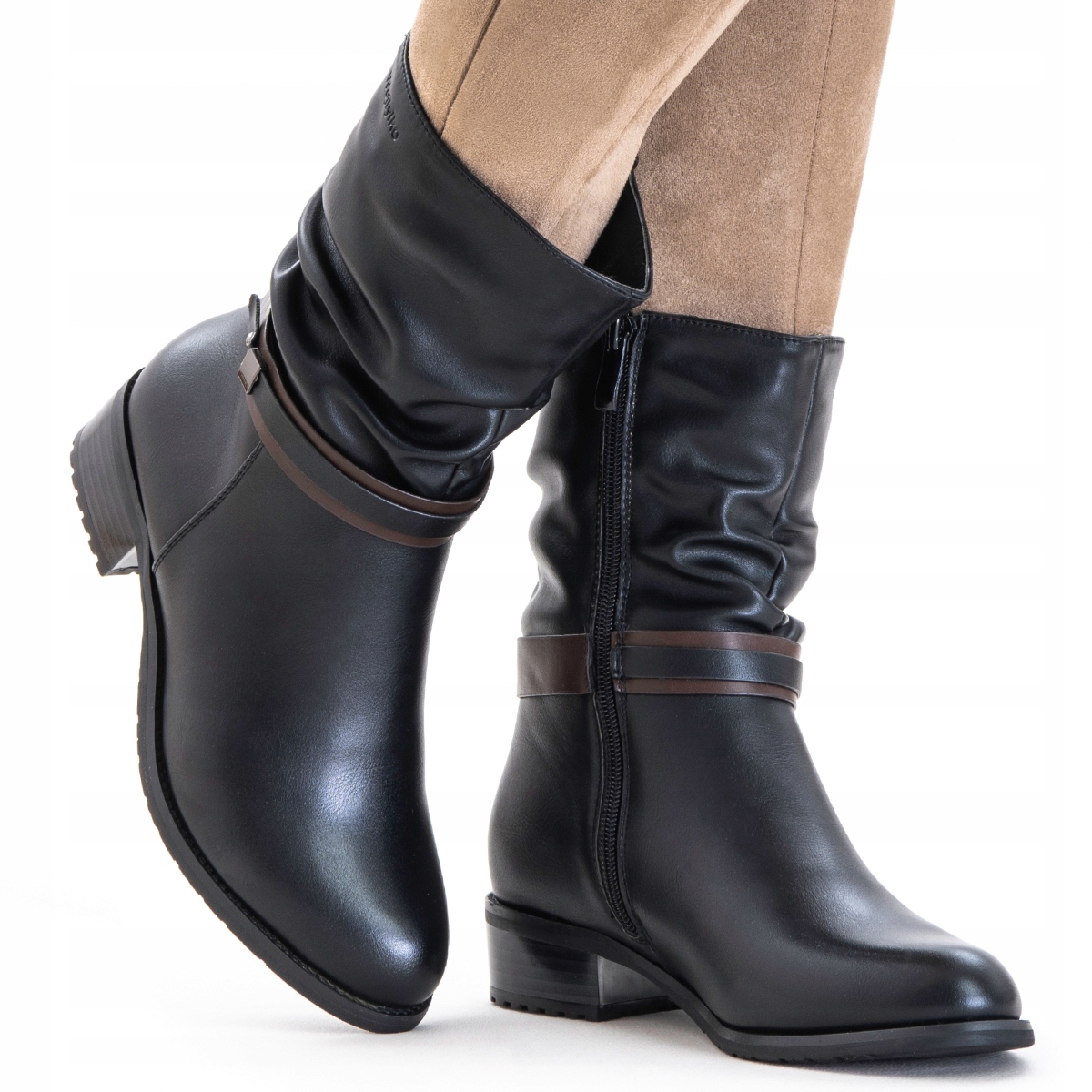 Kozačky kotníkové boty zateplené Vlna měkké Širší zip Wojtyłko 36