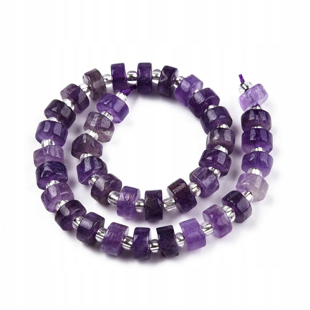 Korálky Přírodní Ametyst a Korálky, Heishi 6-6.5x3-3.5mm, 35ks/18cm/nit