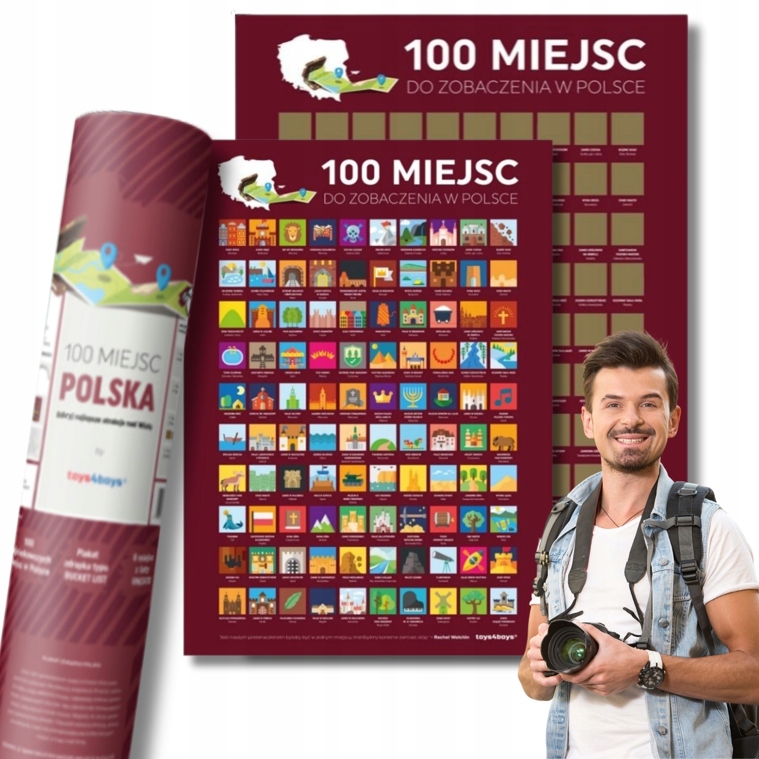 Mapa Zdrapka Plakat Bucket List 100 Miejsc Polska Na Urodziny