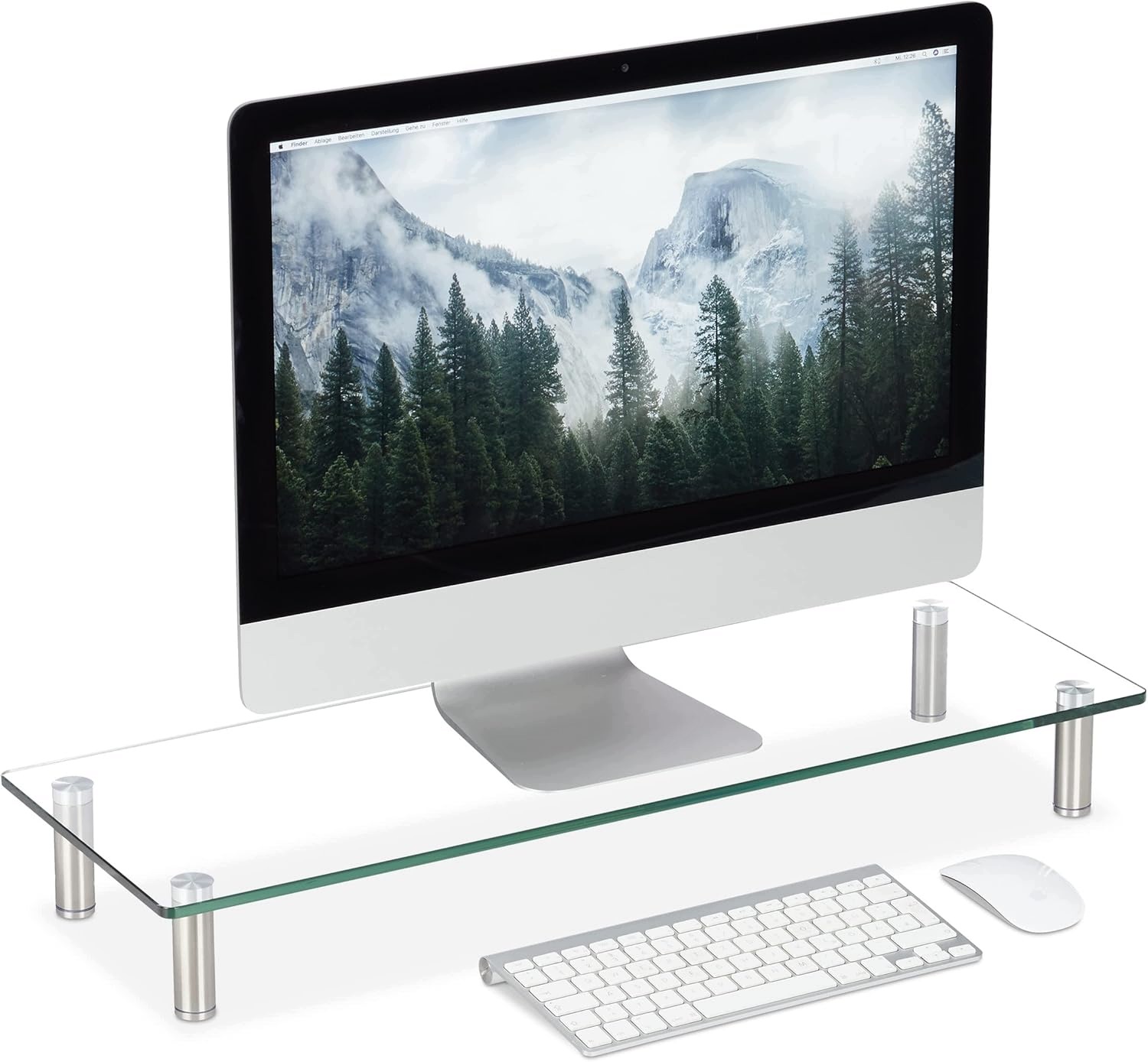Skleněný Stojan Na Monitor S Nastavitelnou Výškou 9-11 CM, Stabilní, 70 X 24 CM
