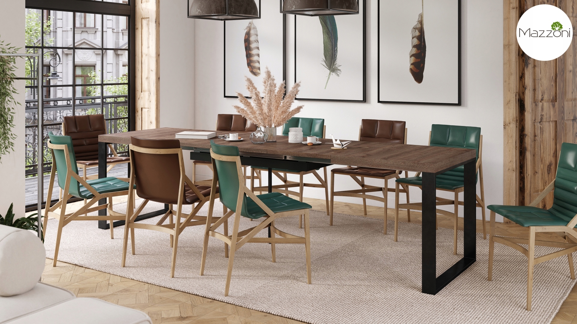 AVARI Dąb Brązowy DUŻY STÓŁ ROZKŁADANY DO 270 cm! Kształt blatu prostokątny