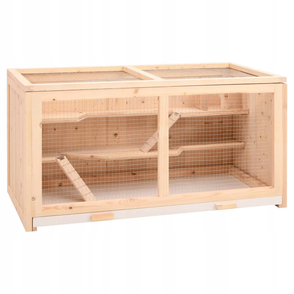 Levně Fionshop 262667762 Klec pro křečky 104 x 52 x 54 cm masivní jedlové dřevo