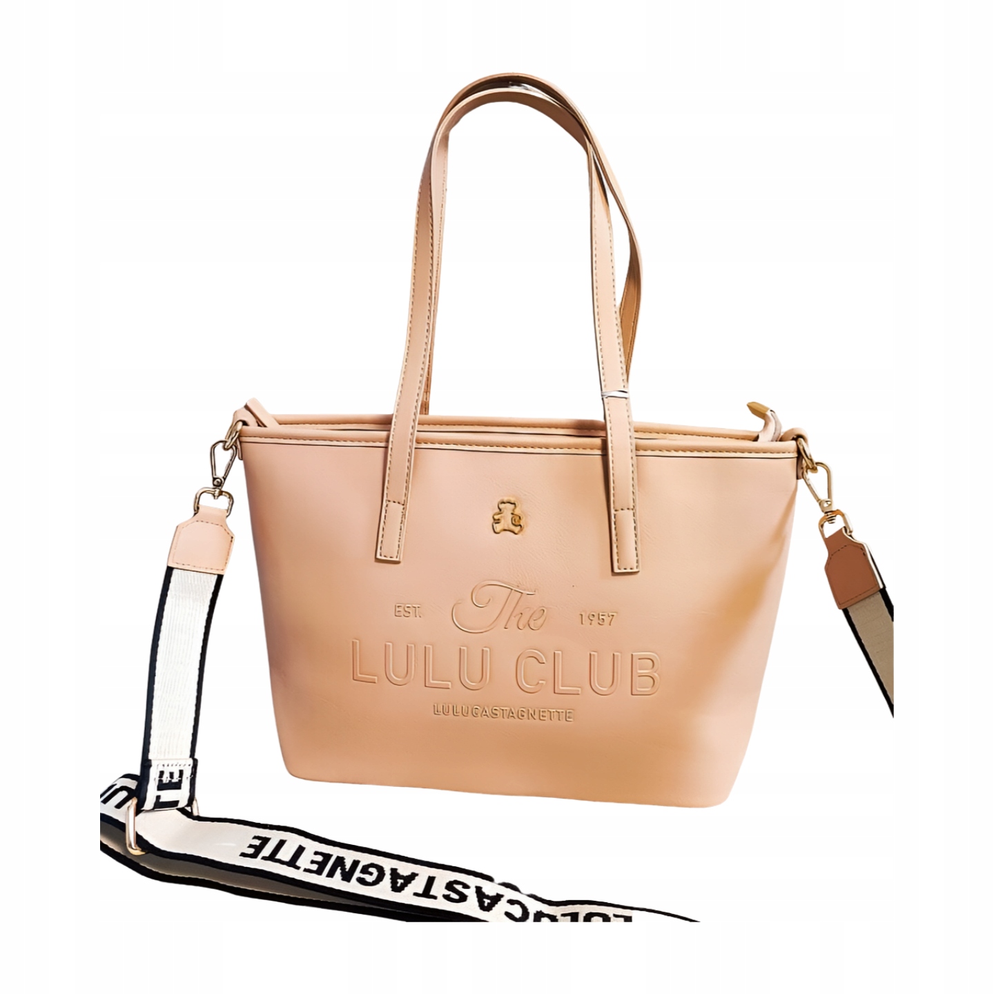 Lulu Castagnette kabelka shopperka růžová s nápisem