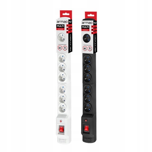 ARMAC M9 LISTWA PRZEPIĘCIOWA 9 GNIAZD 3M CZARNA Maksymalne obciążenie 2500 W