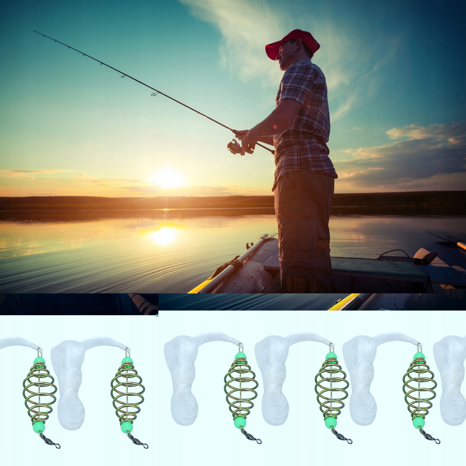 5 SZT. WIOSENNA SIEĆ RYBACKA SHOAL Z ŚWIECĄCYM ŚWIECĄCE KORALIKI Stan opakowania oryginalne