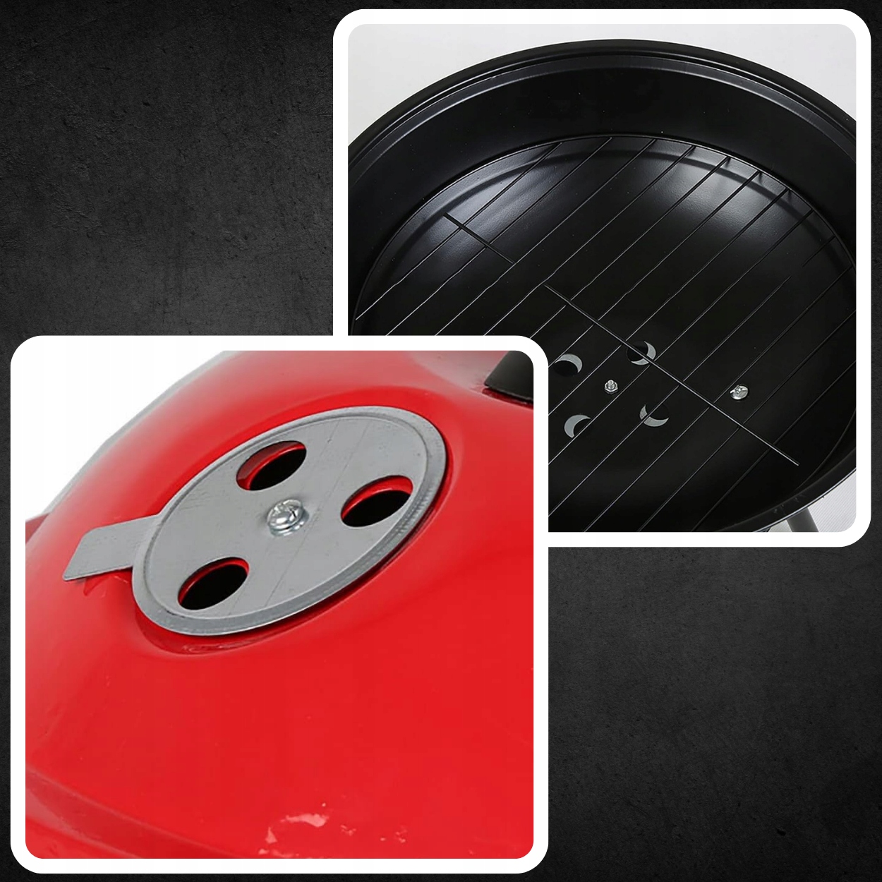 GRILL OGRODOWY WĘGLOWY STOJĄCY NA WĘGIEL 48cm NA KÓŁKACH PRZENOŚNY DO OGROD Wysokość grilla 48 cm