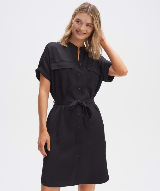 Opus Wolda, šaty midi, černá, velikost 40 elegantní casual