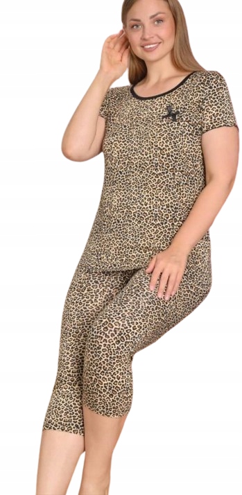 Elastické Pyžamo Panterka Viskóza Pyžamo Z Viskózy Kalhoty Rybářky 3XL