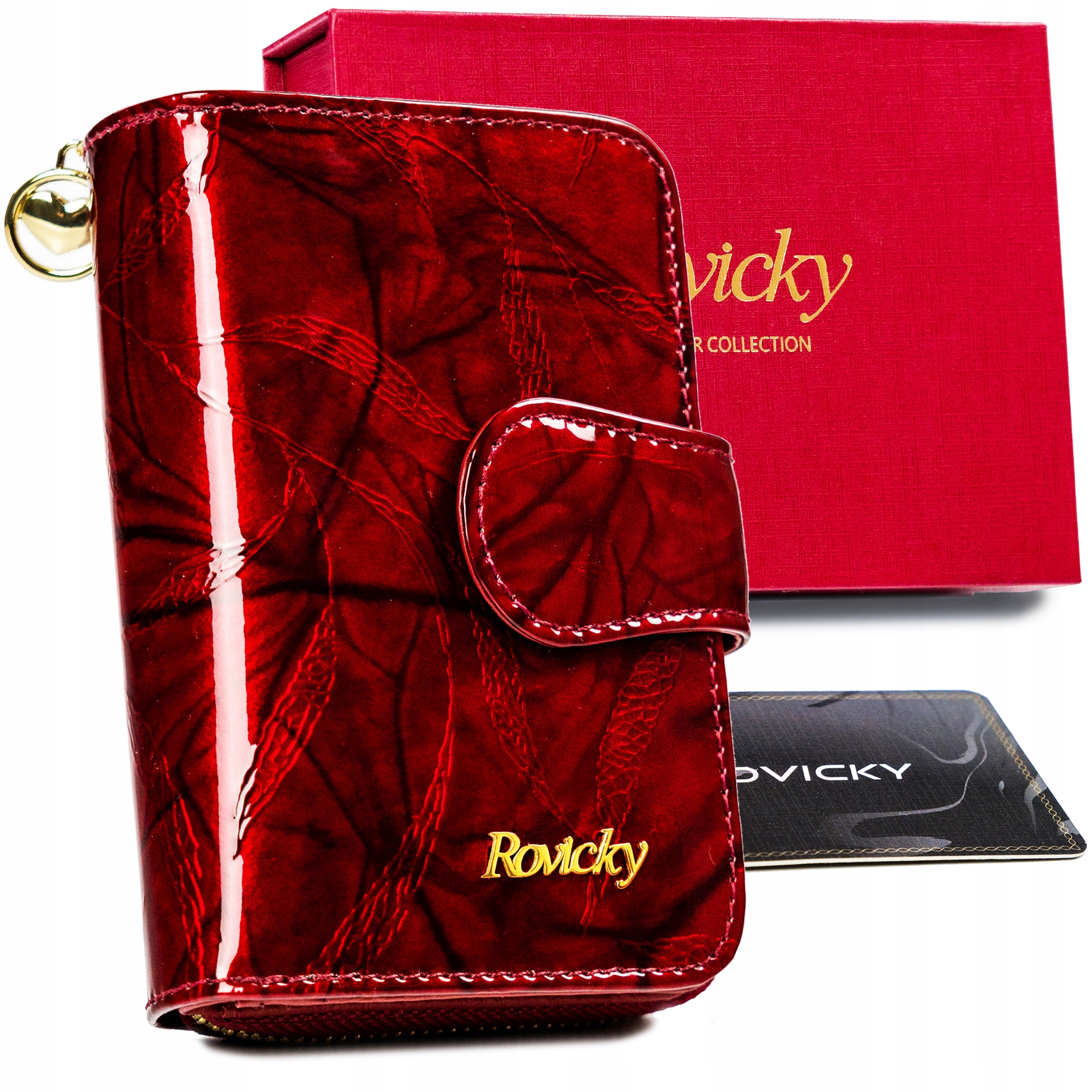 

Rovicky damski portfel pionowy skórzany Rfid mały