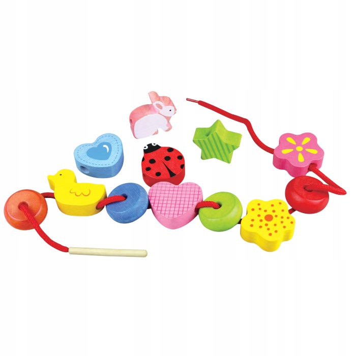 

Drewniane korale do nawlekania zabawka edukacyjna