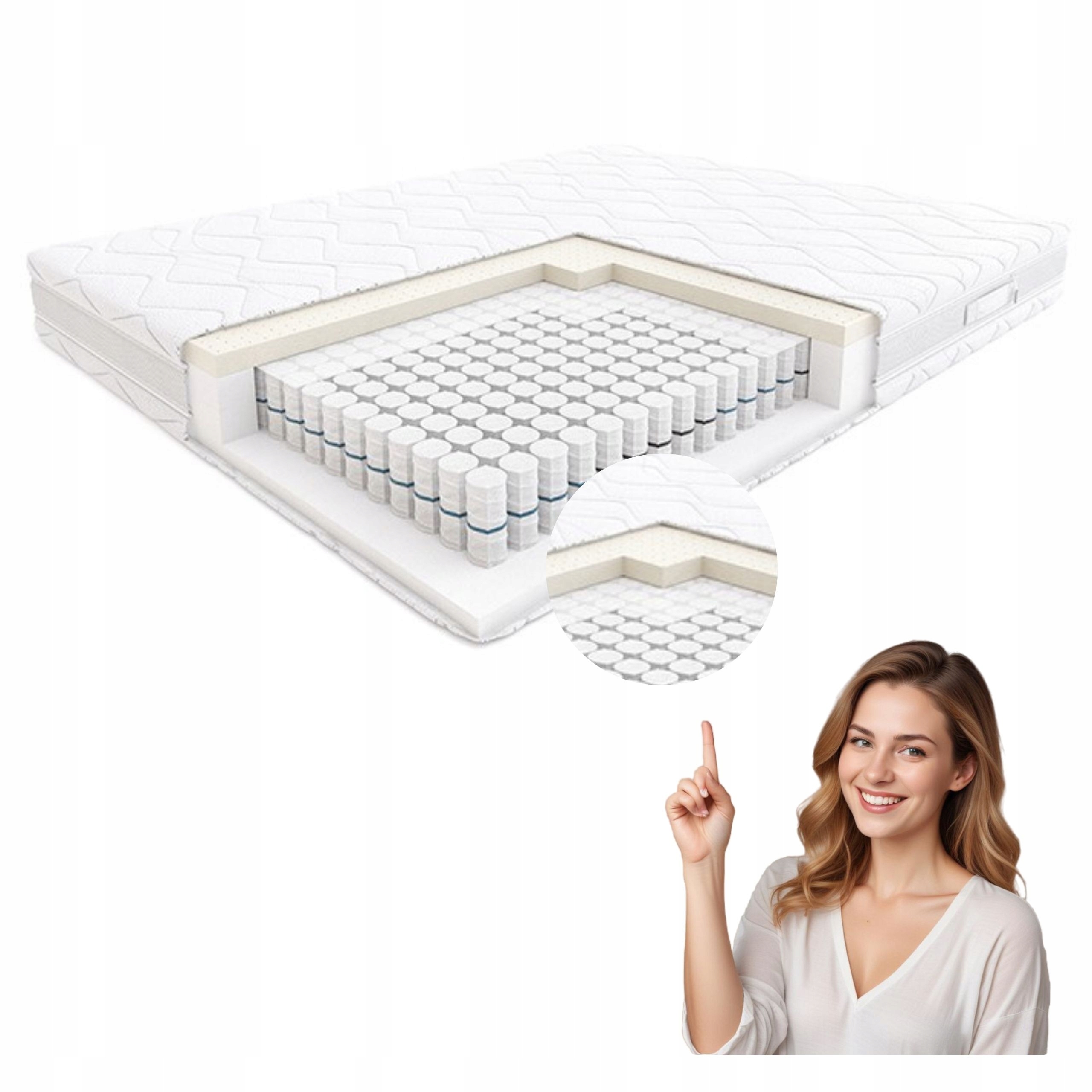 Materac 180x200 sprężynowy kieszeniowy antyalergiczny Hilding Tango Vn