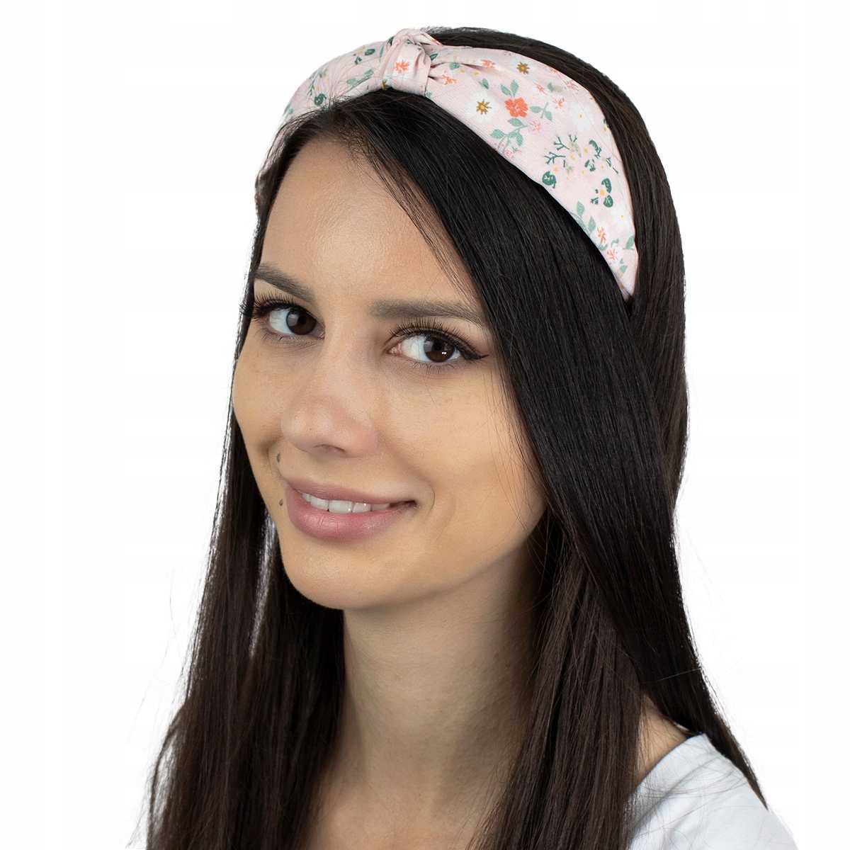 

Opaska do włosów Supeł węzeł Kwiaty różowa Turban