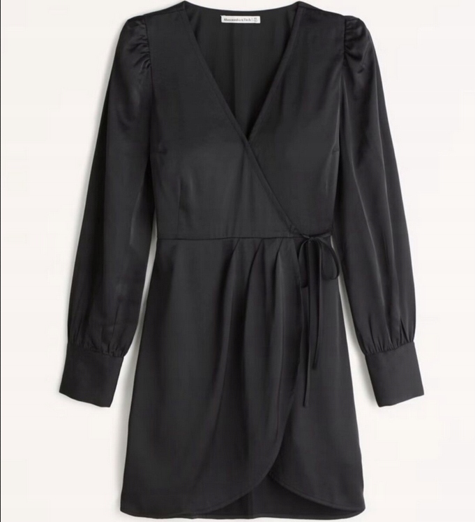 H3692 Abercrombie and Fitch Ls satin wrap Saténová Mini Šaty S
