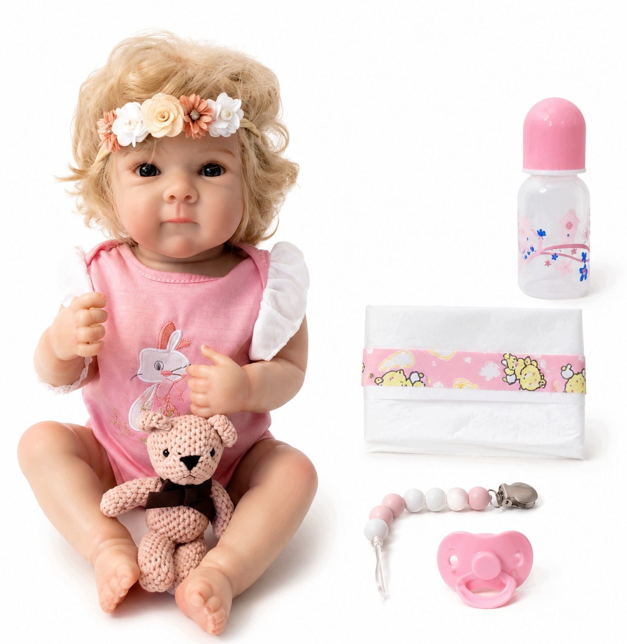 Lalka Reborn 49 cm Realistyczny Bobas Niemowlę Winyl Akcesoria TuTu