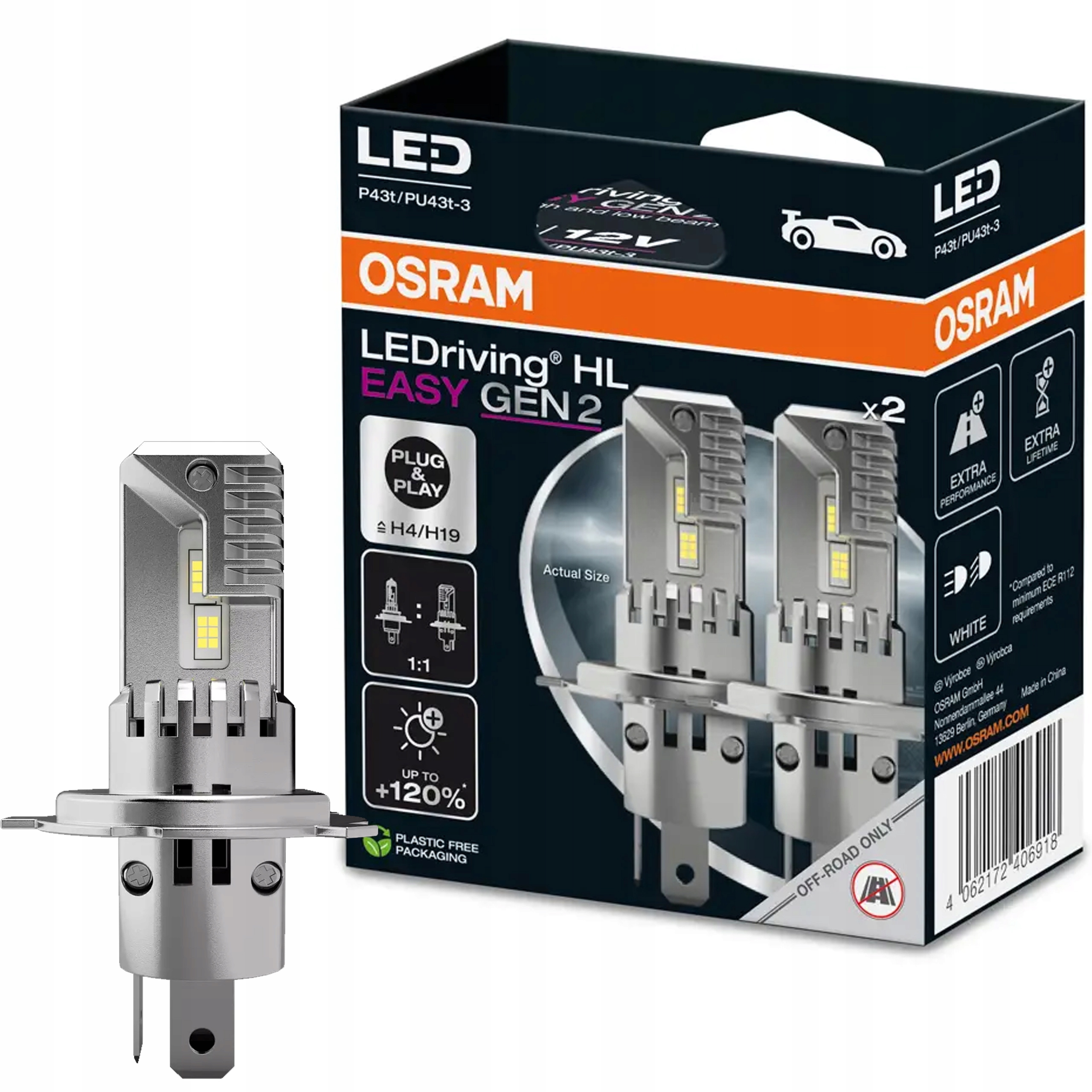 Osram Led žiarovky Hl Easy H4/H19 GEN2 6500K 2 kusy