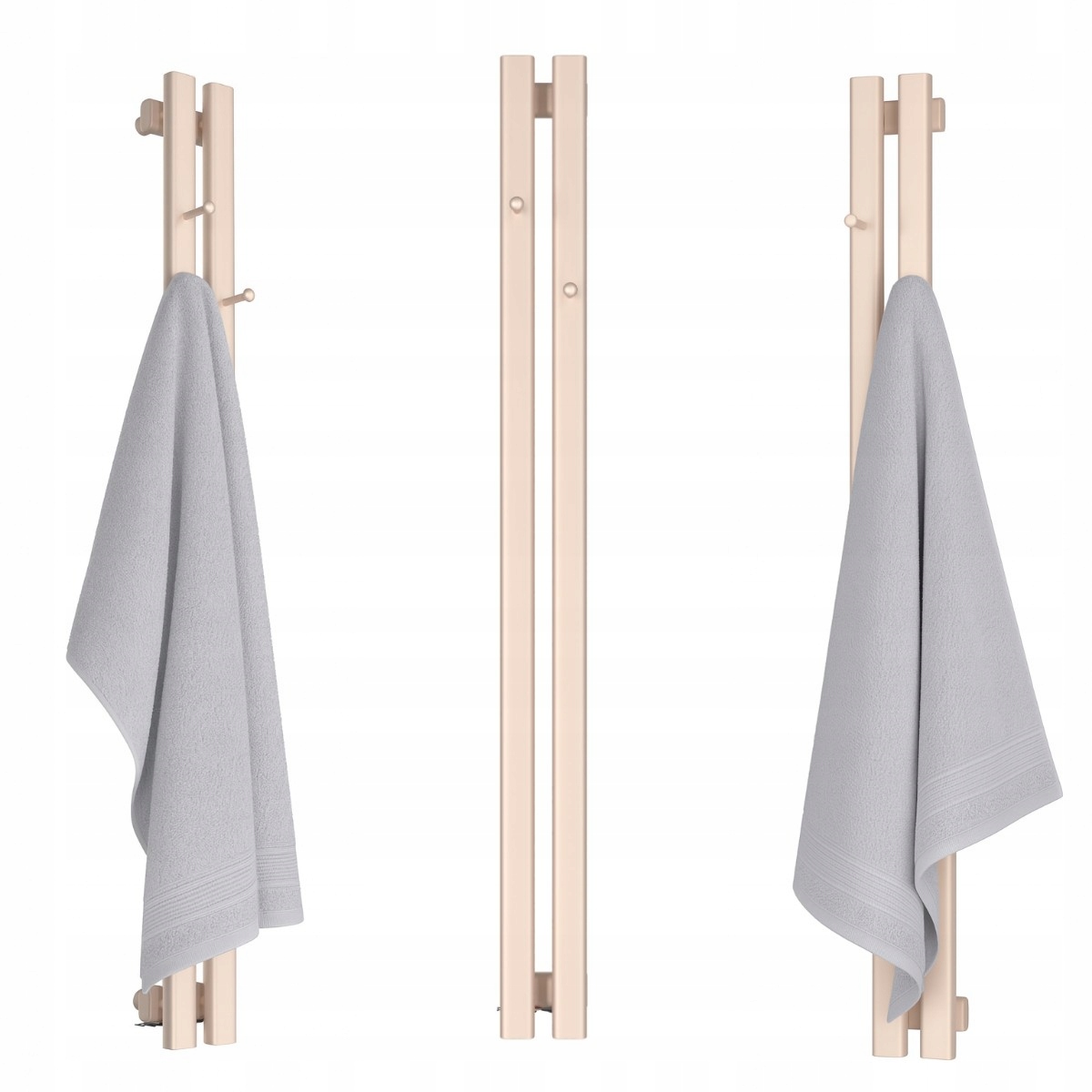 Dekorativní Vertikální RADIÁTOR-2 S Věšáky 1200/130, Zlatý Růžový