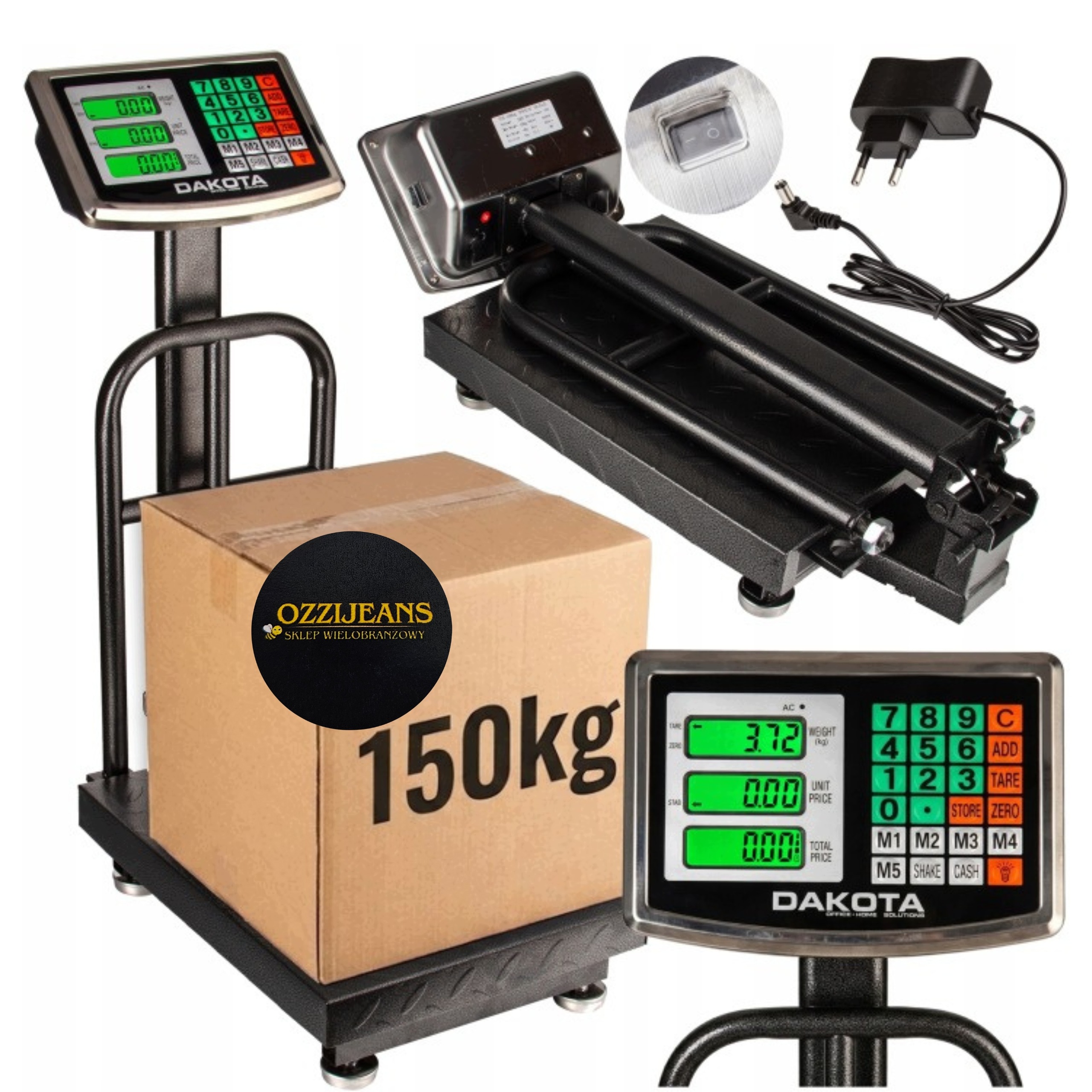 Elektronická Skladovací Váha Platformová Akumulátor LCD 150 Kg