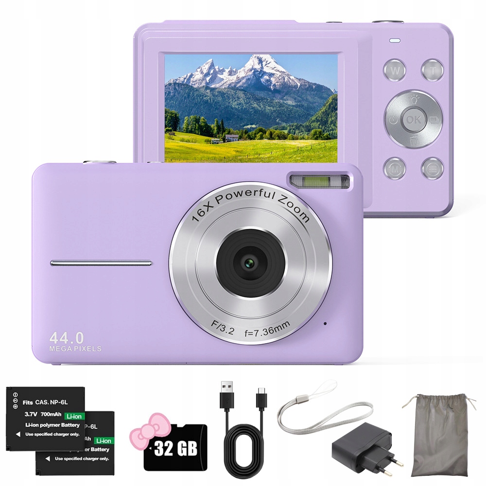 Přenosný Digitální Retro Fotoaparát 1080P 44MP 16X Zoom 32GB Paměťová Karta
