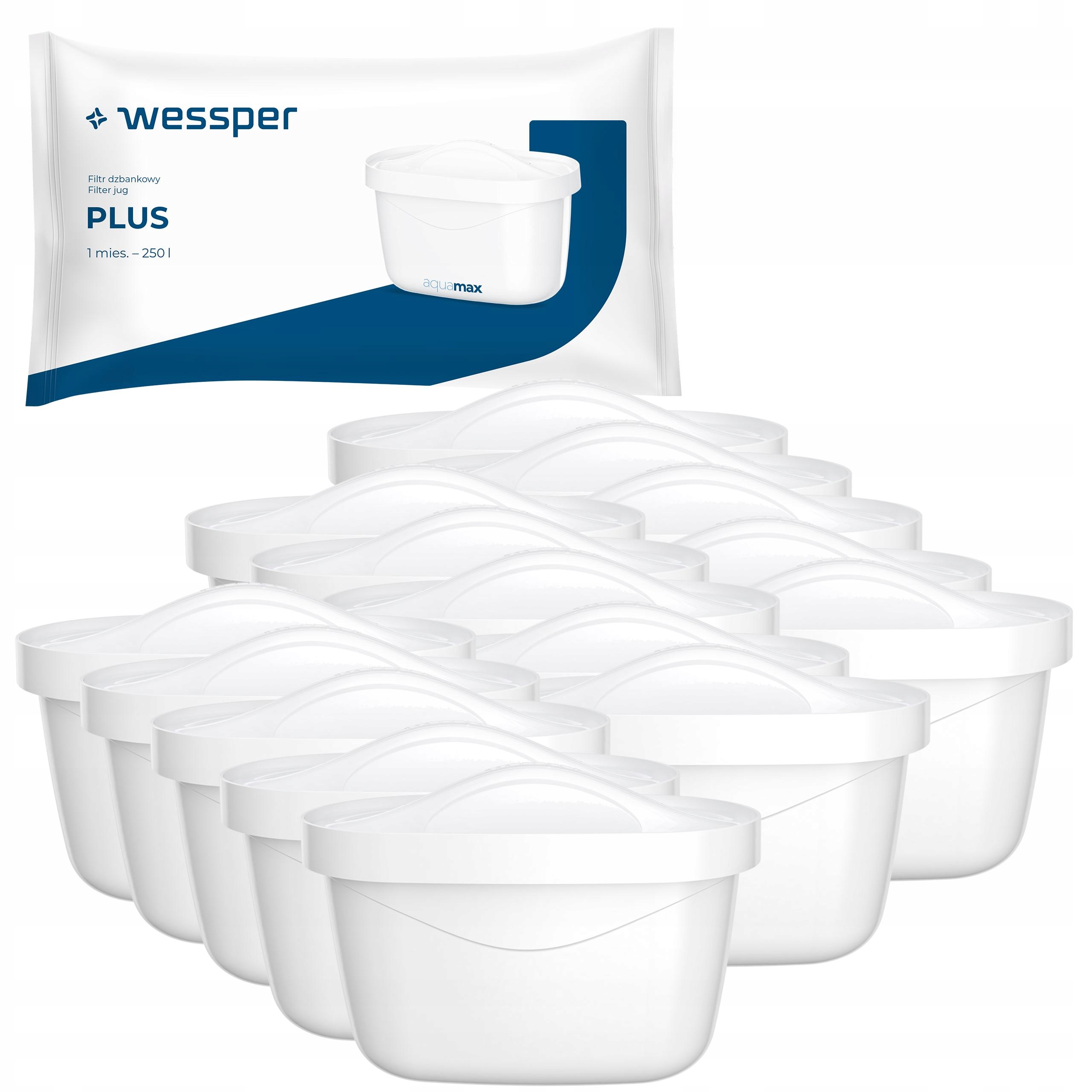 15x Wessper filtry do filtračních konvic Brita, náhradní vložky pro Aquaphor, Philips