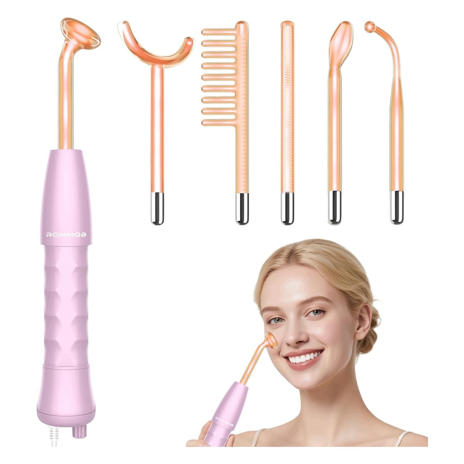 High Frequency Facial Machine, zpevňující pleť, 6 nástavců, na akné