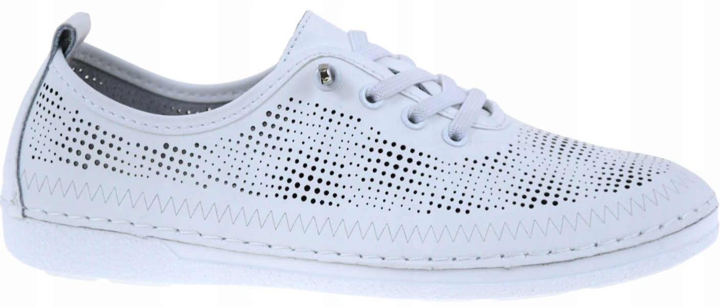 Bílé dámské kožené polobotky ažurové pohodlné mdne S.barski LR61-7083 VEL.36