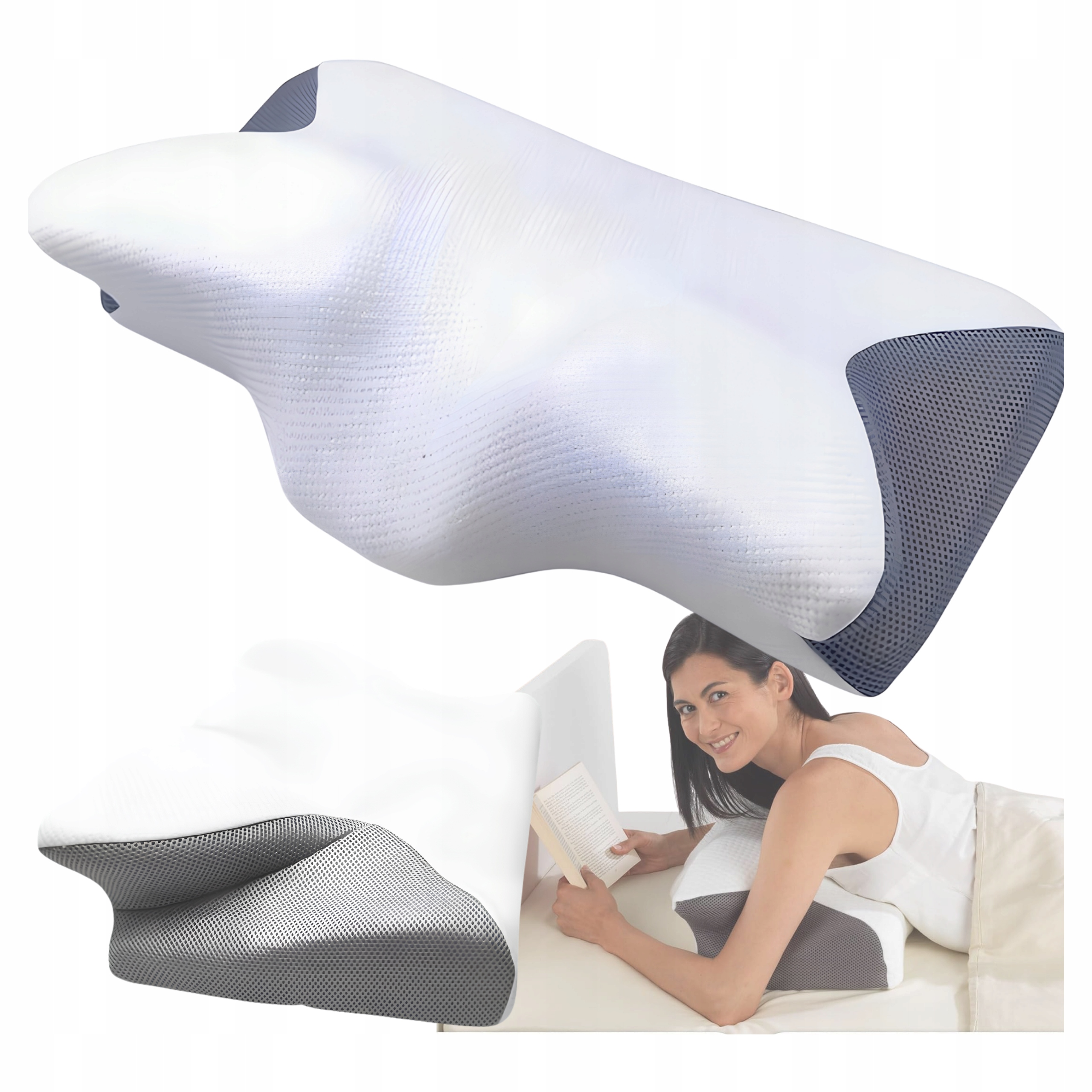 Ergonomiczna poduszka Memory Foam RegMag do spania na boku 48 × 30