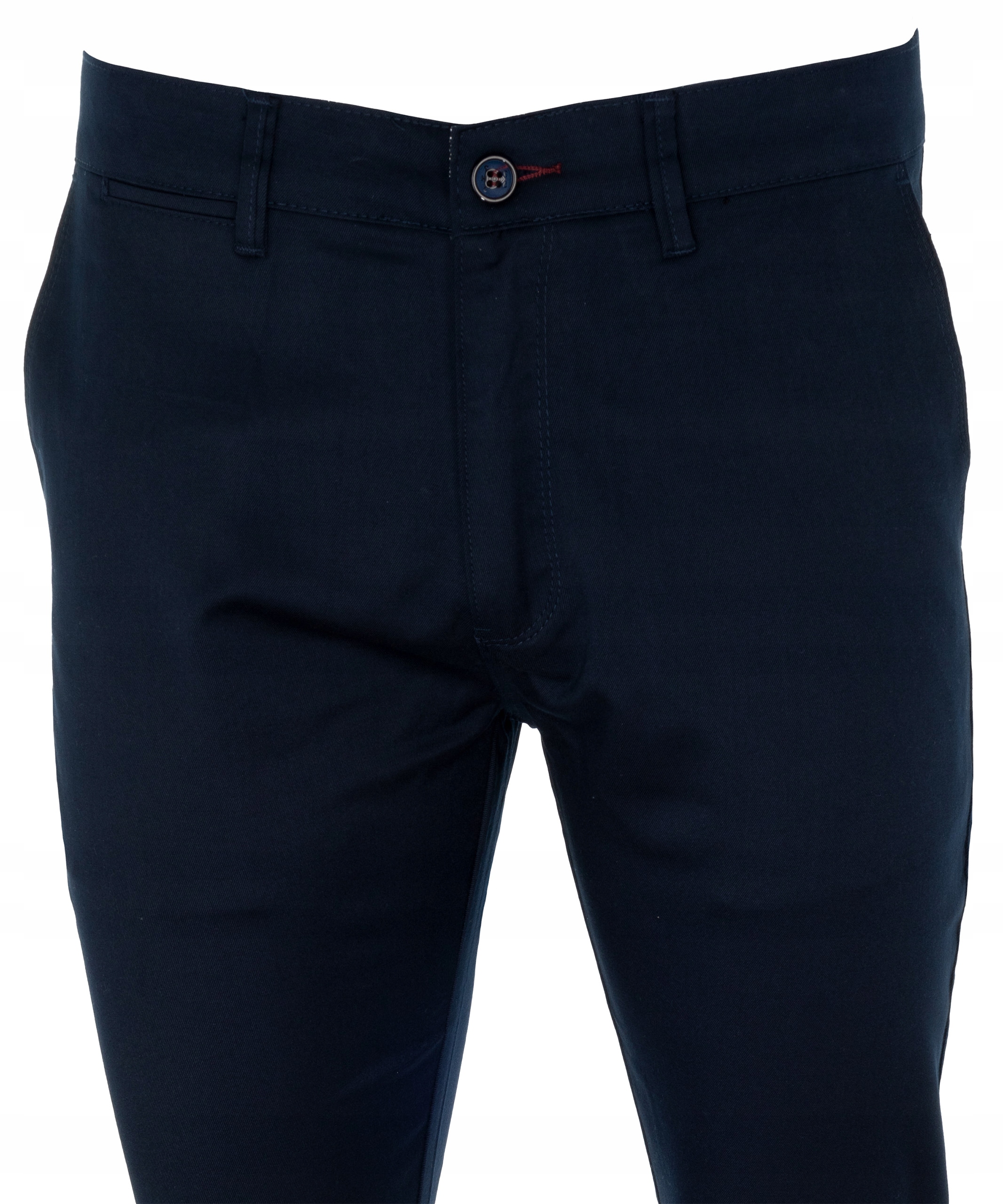 SPODNIE MATERIAŁOWE BAWEŁNIANE GRANATOWE GŁADKIE W33 Odcień granatowy