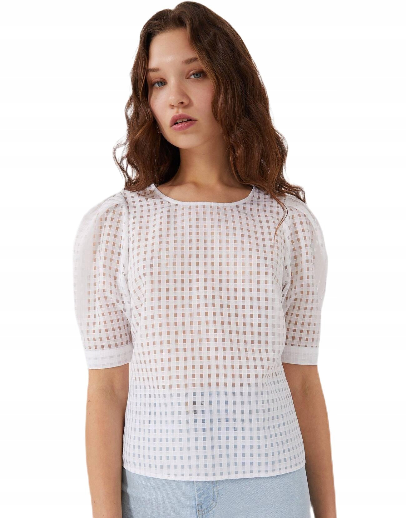 

A0312 STRADIVARIUS__MM8 Biała Bluzka Kratka__s
