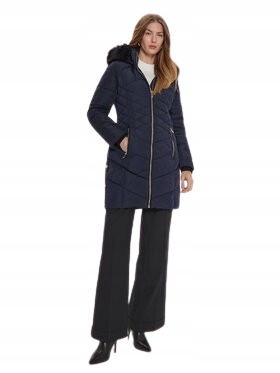 Morgan Dámská Tmavě Modrá Péřová Bunda S Kapucí 38 J5J