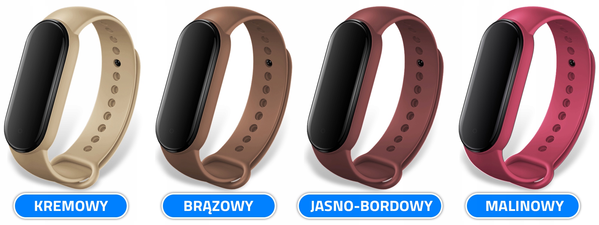 PASEK OPASKA do XIAOMI MI BAND 5/6/7 -DUŻO KOLORÓW Materiał guma