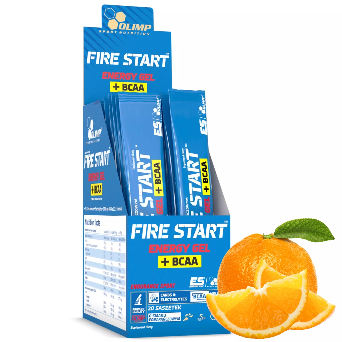 Olimp Fire Start Energy Gel Bcaa 720 g Energetický gel Pomeranč