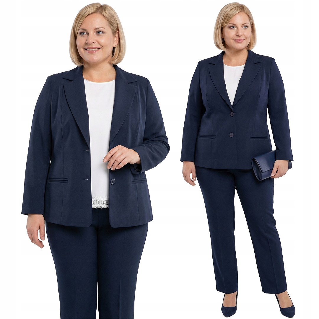 Tmavě modrý elegantní oblek plus size velikost 52